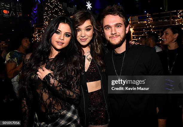 Selena Gomez, Hailee Steinfeld and Zedd attend Z100's Jingle Ball 2015 at Madison Square Garden on December 11, 2015 in New York City.