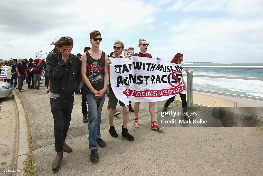 Cronulla Riots Car Demonstrators opposing the Party for Freedom gathering to commemorate ...