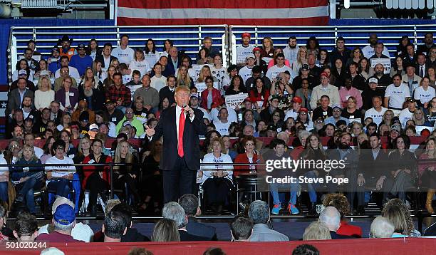 Republican Presidential Candidate Donald Trump speaks at a town hall style campaign rally at the Varied Industries Building at Iowa State Fair...