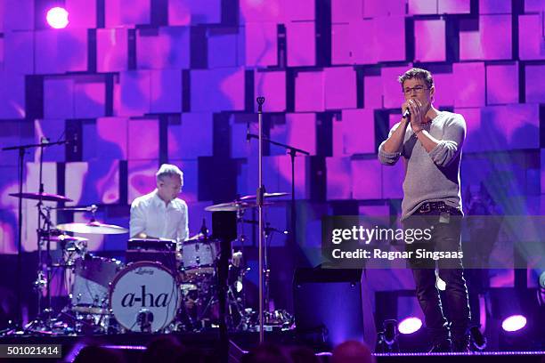 Morten Harket of A-ha performs during Nobel Peace Prize concert at Telenor Arena on December 11, 2015 in Oslo, Norway.