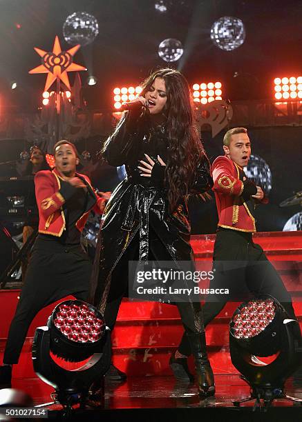Singer Selena Gomez performs onstage during Z100's Jingle Ball 2015 at Madison Square Garden on December 11, 2015 in New York City.