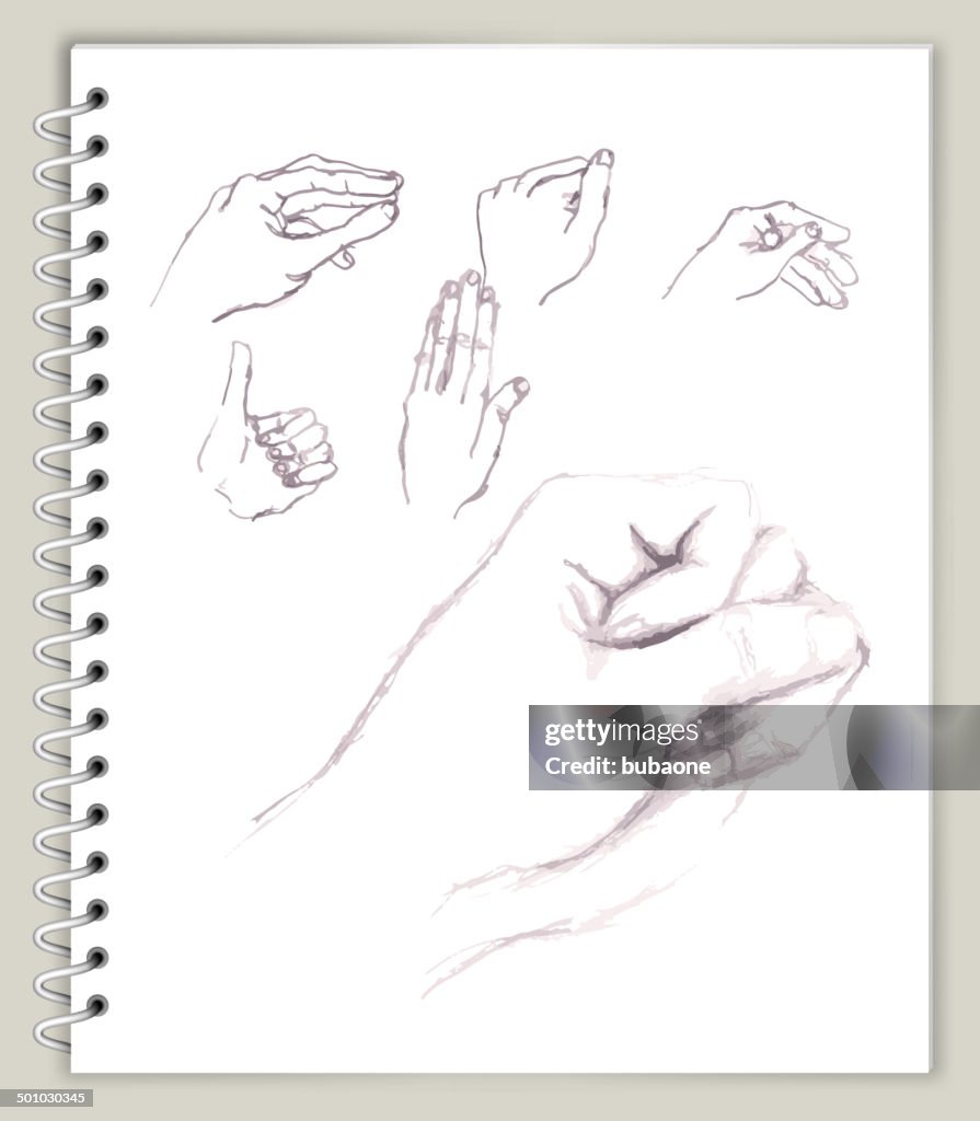 Hand Drawing Rotation Hand Positions Drawing On Art Sketcbook Royalty Free Vector Art High ...