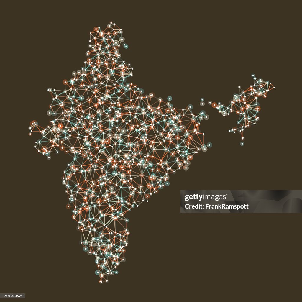 India Rakeshcable Network India Map Network Mesh High-Res Vector Graphic - Getty Images