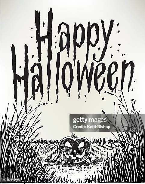 happy halloween pumkin patch, jack-o-lantern - pumpkin patch stock illustrations