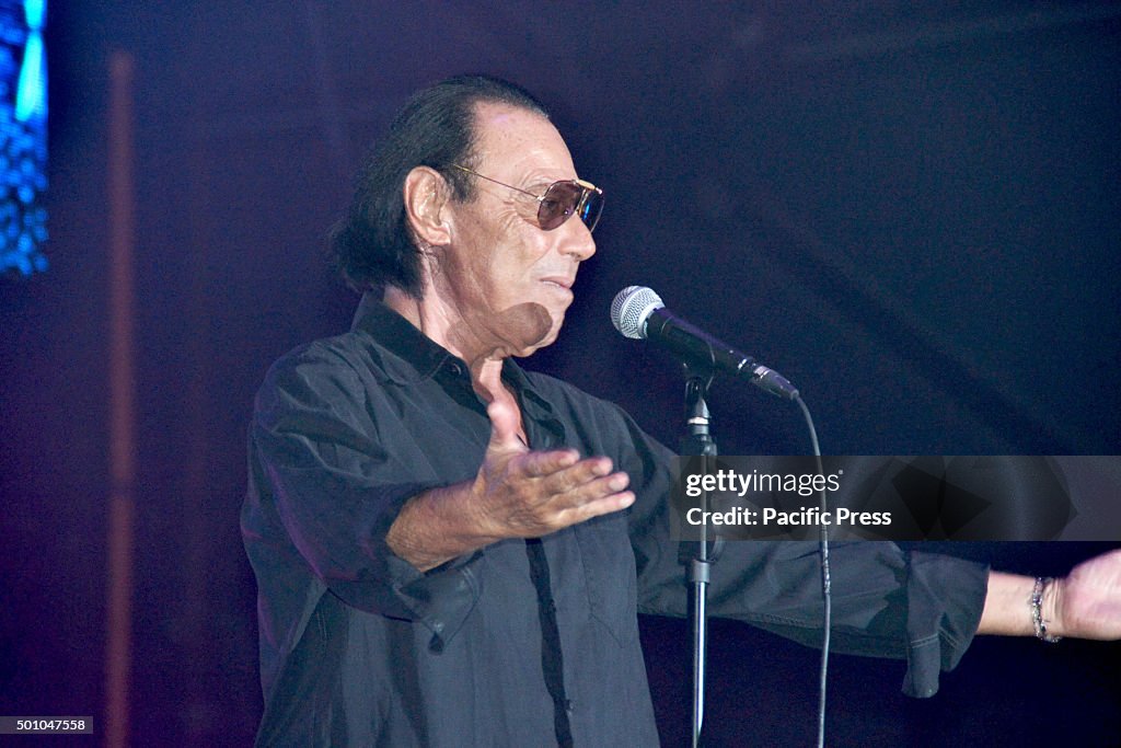 Roman singer Antonello Venditti performs during his live...