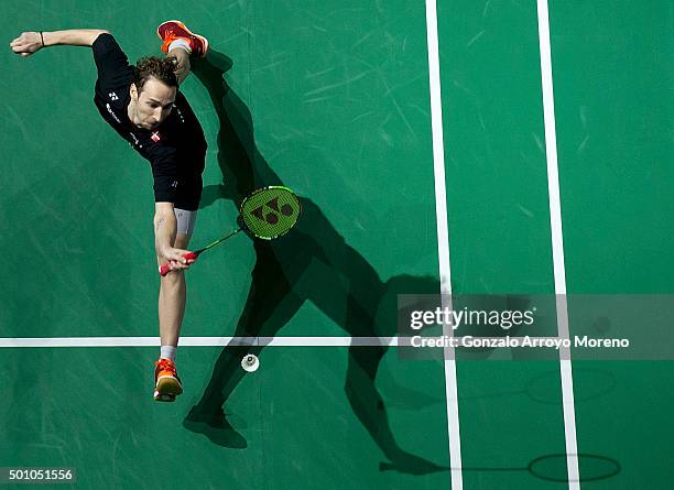 Mathias Boe of Denmark in action in the Semifinal Men's Doubles match against Chai Biao and Hong Wei of China during day four of the BWF Dubai World...