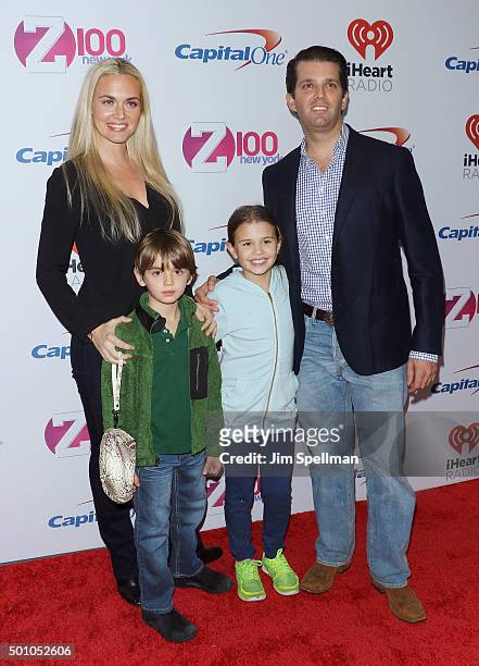 Donald Trump Jr., wife Vanessa Haydon, and children Kai Madison and Donald John III attend the Z100's iHeartRadio Jingle Ball 2015 at Madison Square...