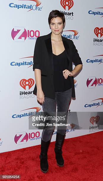 Actress Lauren Cohan attends the Z100's iHeartRadio Jingle Ball 2015 at Madison Square Garden on December 11, 2015 in New York City.