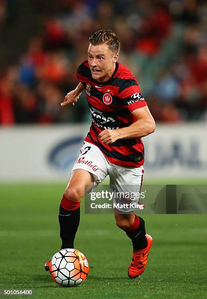 Scott Jamieson of the Wanderers controls the ball during the round 10 A-League match between the Western Sydney Wanderers and Melbourne Victory at...