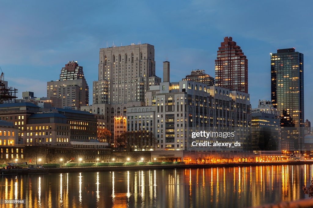 New York cityscape at night