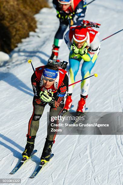 Andreas Birnbacher of Germany competes during the IBU Biathlon World Cup Men's and Women's Pursuit on December 12, 2015 in Hochfilzen, Austria.