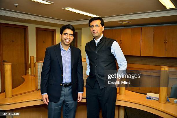 Salman Khan , the promoter of US based Khan Academy, with Ashish Dhawan, Indian private equity investor and philanthropist, during an interview at...