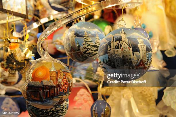 Weihnachtskugeln und Kunsthandwerk, Christkindlmarkt, Nürnberg, Bayern, Deutschland, Europa, Weihnachtsmarkt, Weihnachten, Advent, Weihnachtszeit,...