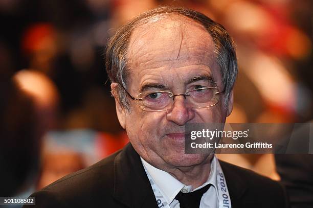 French Football Federation president Noel Le Graet attends the UEFA Euro 2016 Final Draw Ceremony at Palais des Congres on December 12, 2015 in...
