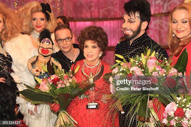 Harald Glööckler , Gina Lollobrigida , Constanze Rick , Martin Reinl , Models , VOX-Jahresrückblick "Desaströs bis pompöös - der modische...