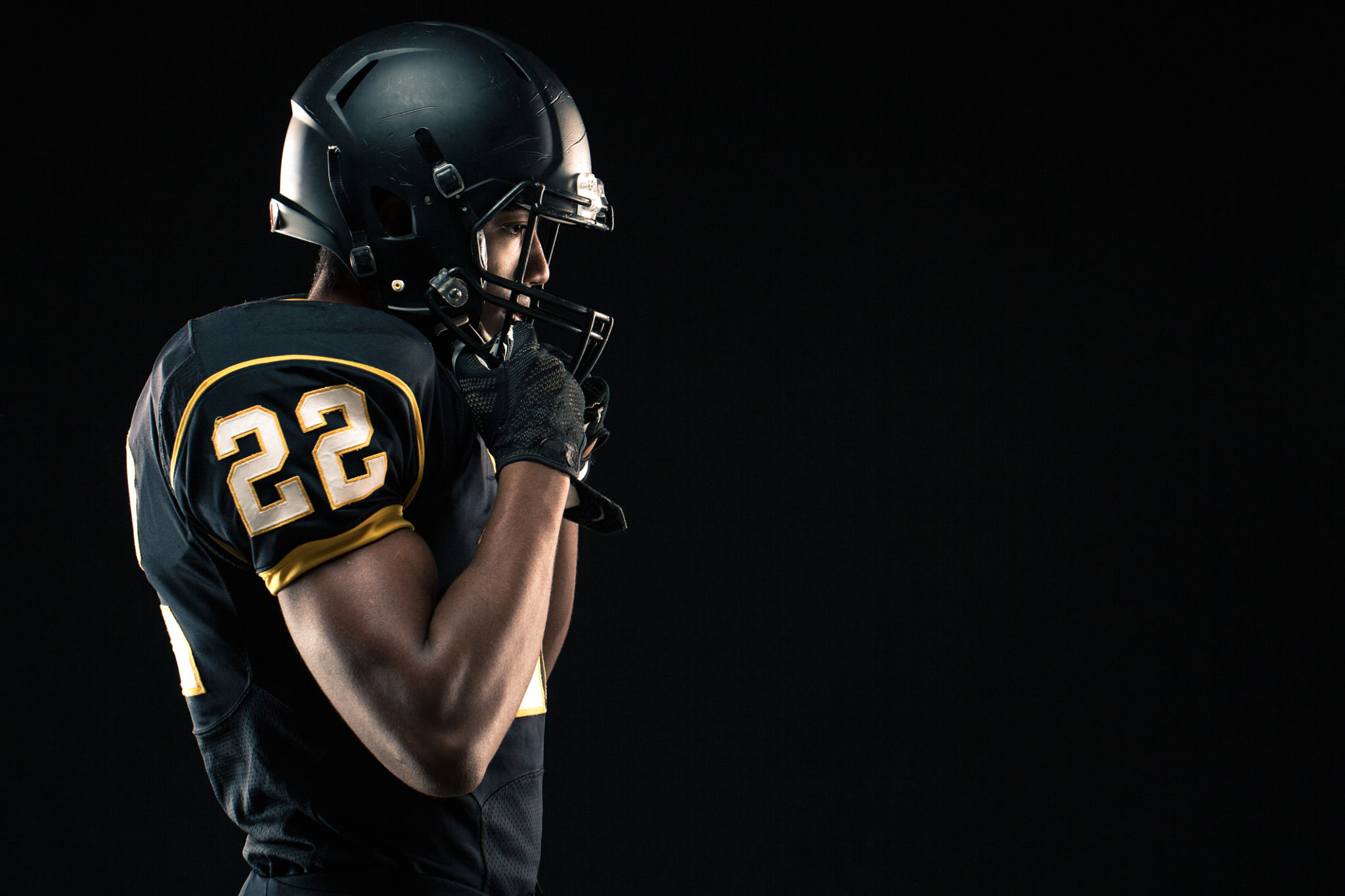 football player focusing