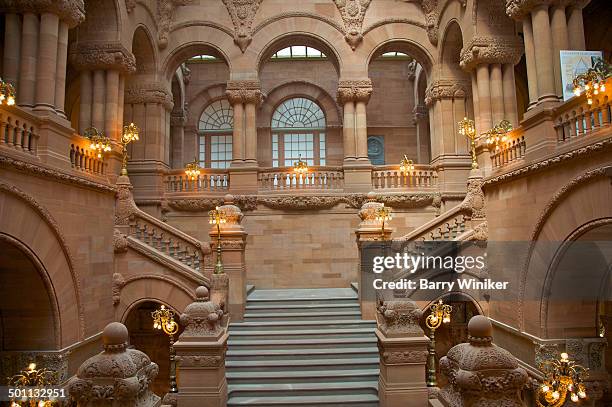 elaborate ornamentation at new york state capitol - sandsten bildbanksfoton och bilder