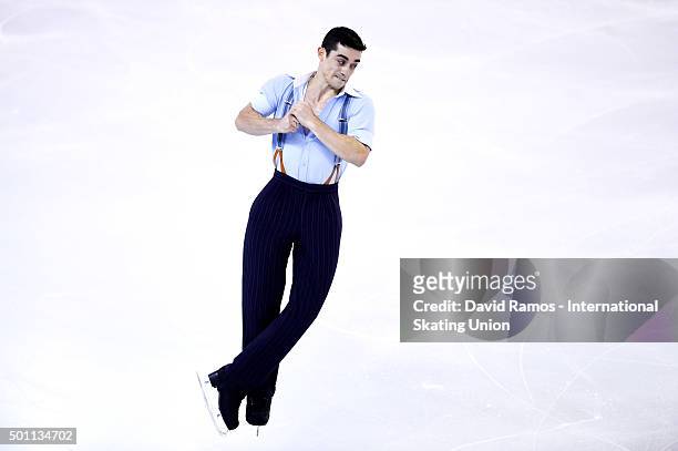 Javier Fernandez of Spain during the Men Free program during day three of the ISU Grand Prix of Figure Skating Final 2015/2016 at the Barcelona...