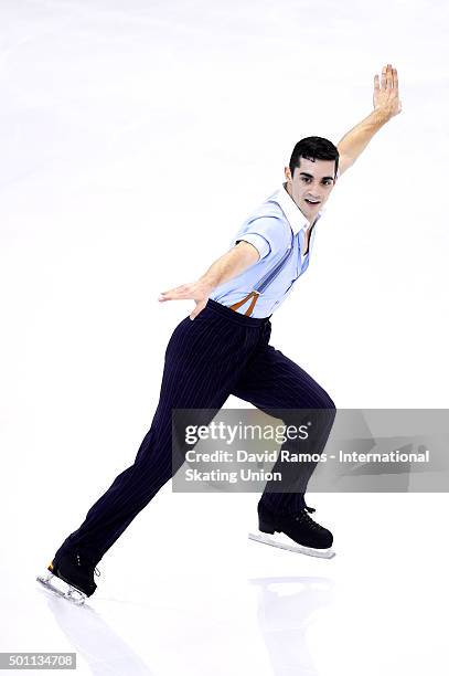 Javier Fernandez of Spain during the Men Free program during day three of the ISU Grand Prix of Figure Skating Final 2015/2016 at the Barcelona...