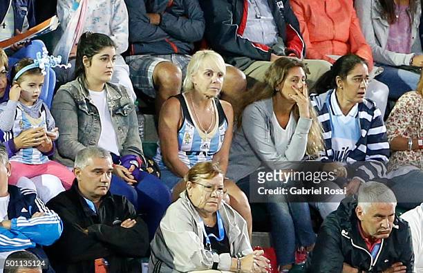 Claudia Villafane, Argentina's soccer legend Diego Maradona's former wife watches the match between Argentina and China as part of Day 8 of the...