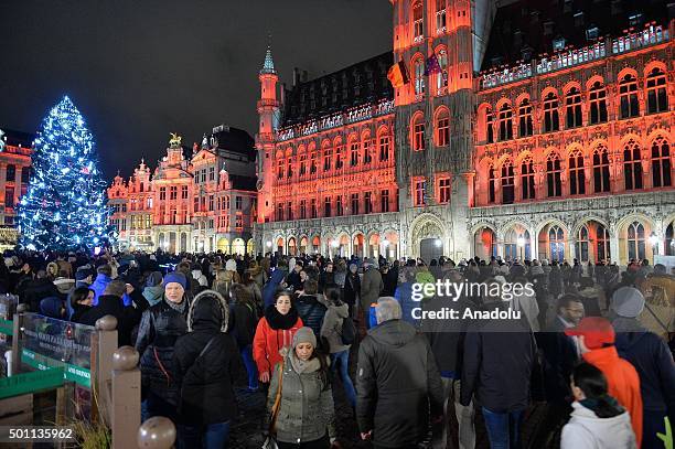 Belgians start their Christmas preparation and shopping at a bazaar around Saint-Catherine and Grande Place selling Christmas goods in Brussels,...