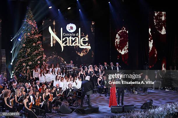 Silvia Toffanin and Alvis attend the 23rd Christmas Concert at Auditorium Conciliazione on December 12, 2015 in Rome, Italy.
