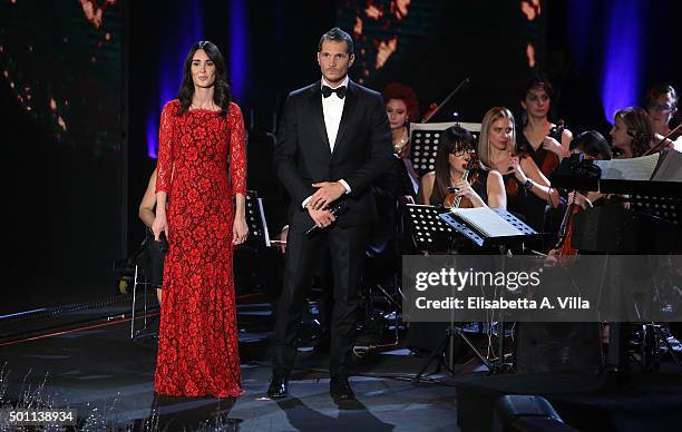 Silvia Toffanin and Alvis attend the 23rd Christmas Concert at Auditorium Conciliazione on December 12, 2015 in Rome, Italy.
