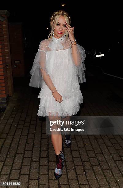 Rita Ora leaves Wembley Arena following Saturday's X Factor live show and heads to a friend's house party in North West London on December 12, 2015...