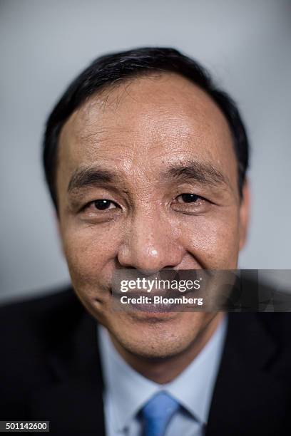 Eric Chu, presidential candidate and chairman of Taiwan's ruling party Kuomintang, poses for a photograph following an interview at the party's...