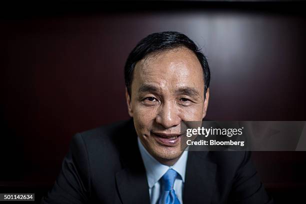 Eric Chu, presidential candidate and chairman of Taiwan's ruling party Kuomintang, poses for a photograph following an interview at the party's...