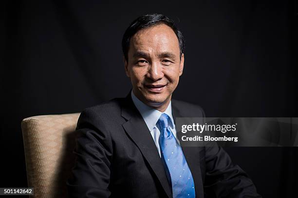 Eric Chu, presidential candidate and chairman of Taiwan's ruling party Kuomintang, poses for a photograph following an interview at the party's...