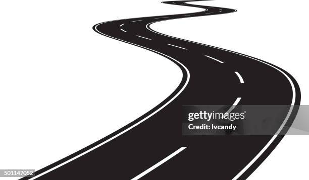 ilustraciones, imágenes clip art, dibujos animados e iconos de stock de de curve road - asfalto