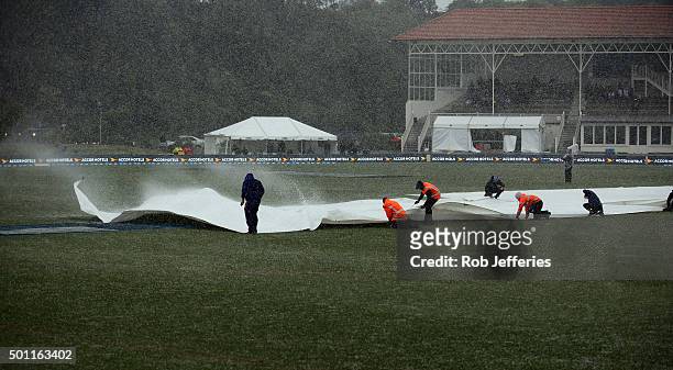 Freak wild hail storm hits the University Oval, Dunedin during day four of the First Test match between New Zealand and Sri Lanka at University Oval...
