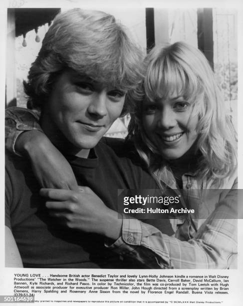 Benedict Taylor and Lynn-Holly Johnson pose for the Walt Disney movie "The Watcher in the Woods" circa 1979.