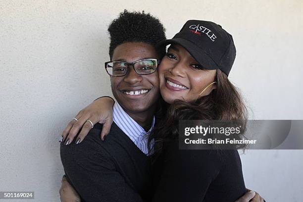 Kamil McFadden and Tamala Jones at Executive Prep Academy of Finance on December 12, 2015 in Hawthorne, California.