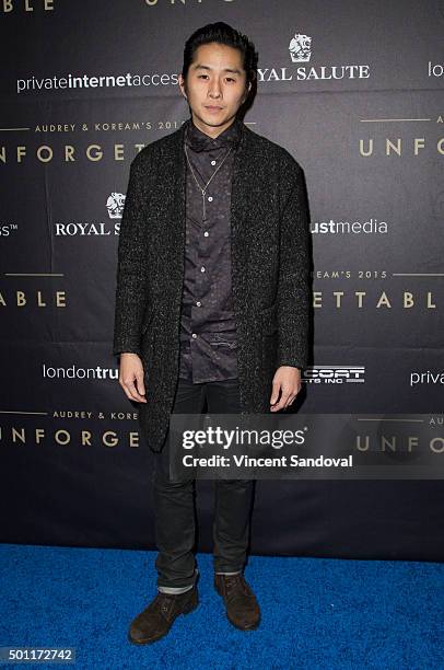 Actor Justin Chon attends the Asian American Awards Unforgettable Gala at The Beverly Hilton Hotel on December 12, 2015 in Beverly Hills, California.