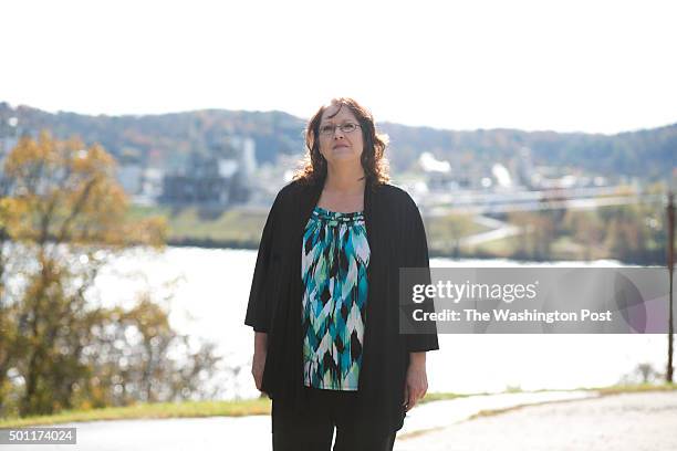 Callie Lyons, a self-proclaimed warrior against environmental pollution, stands by the Ohio River on October 29, 2015.