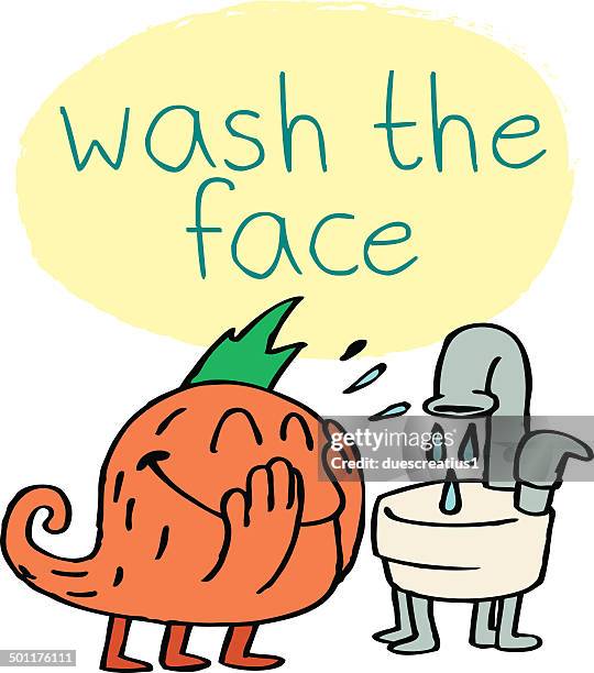 monster washing face - woman washing face stock illustrations
