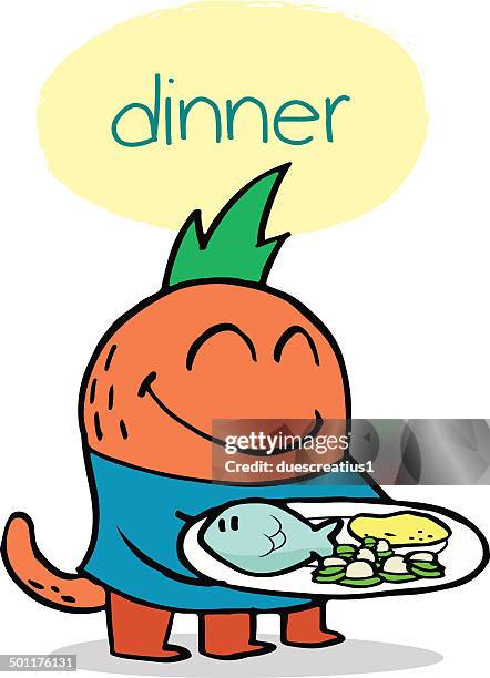 bildbanksillustrationer, clip art samt tecknat material och ikoner med monster dinner time - 2 3 år