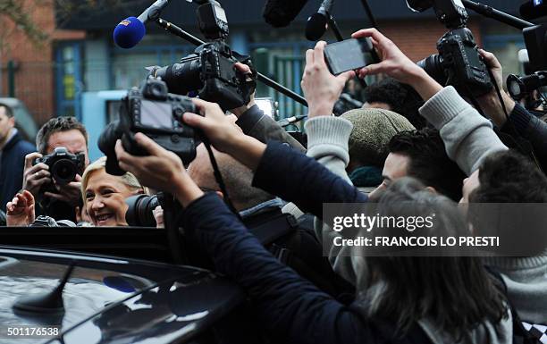 French far-right Front National party's president and FN top candidate for the regional election in the Nord-Pas-de-Calais-Picardie region, Marine Le...