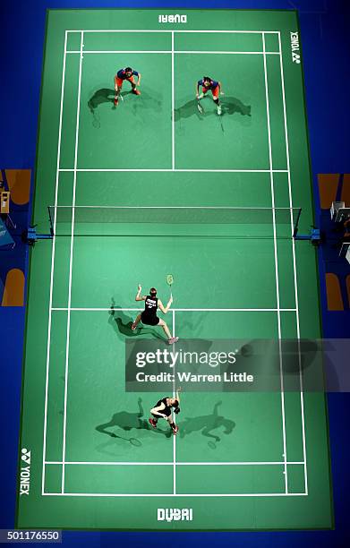 Ying Luo and Yu Luo of China in action against Christinna Pedersen and Kamilla Rytter Juhl of Dnemark during the final of the Women's Doubles match...