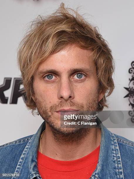 Musician Aaron Bruno of Awolnation poses backstage during 106.7 KROQ Almost Acoustic Christmas 2015 at The Forum on December 12, 2015 in Los Angeles,...