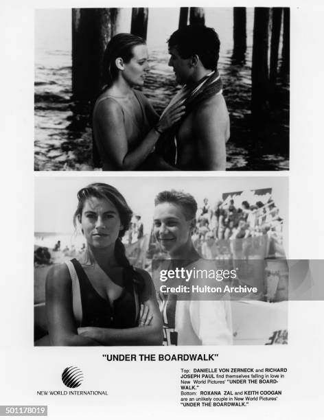 Danielle von Zerneck and Richard Joseph Paul in a moment under the boardwalk Roxana Zal and Keith Coogan look on the beach in the movie "Under the...