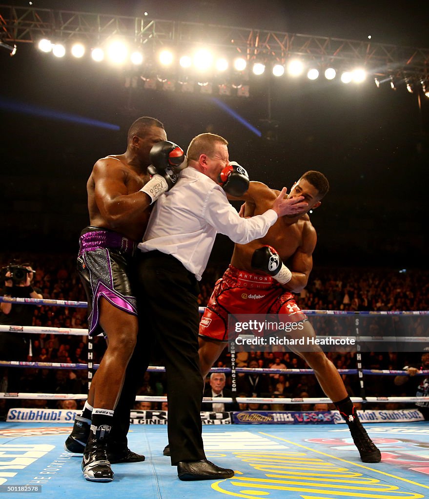 O2 Boxing 403 Stand Anthony Joshua throws a punch after the bell at the end of the first ...
