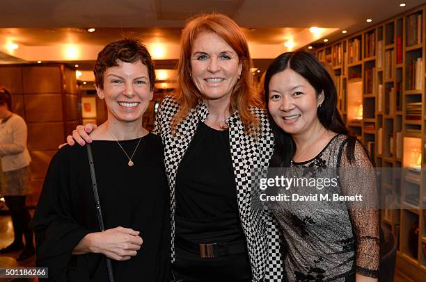 Sara Bronfman,The Duchess of York and Grace Sun attends the Saqqara Jewels lunch for Children In Crisis at the Belgraves Hotel on December 7, 2015 in...