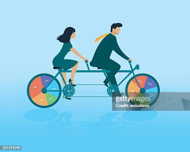 partnership - tandem bicycle stock illustrations