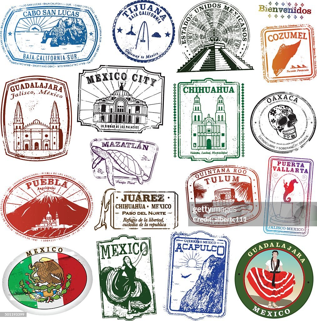 Collection of Mexican Landmark Stamps