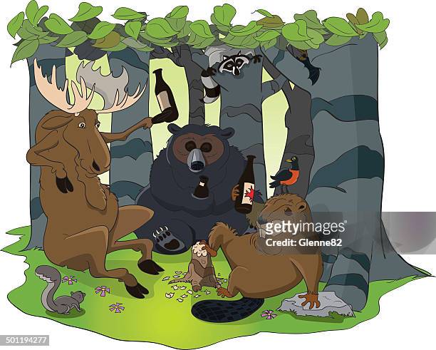 stockillustraties, clipart, cartoons en iconen met wild animals in the forest - kleine bruine vleermuis