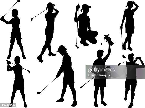 golfer - golf swing on white stock illustrations