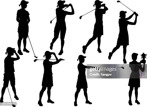 golfer - golf swing on white stock illustrations